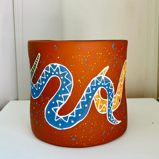 TRIPLE SNAKE PLANTER - DEEP RED TERRACOTTA