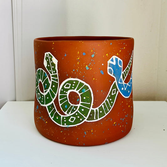 TRIPLE SNAKE PLANTER - DEEP RED TERRACOTTA