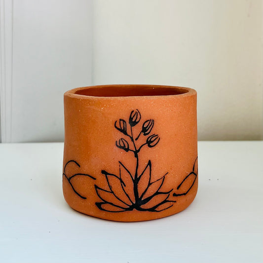 YUCCA PLANTER  - DEEP RED TERRACOTTA (BLACK INK)