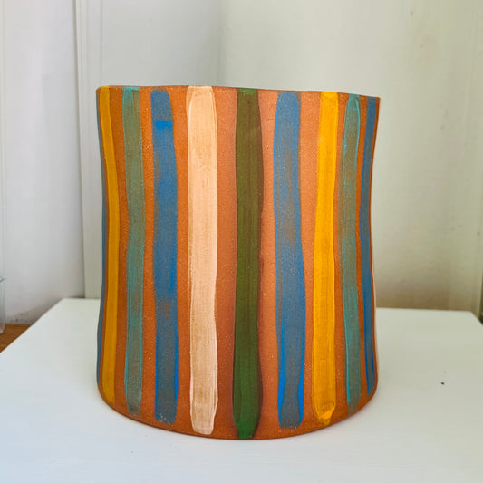 MULTI STRIPE PLANTER  - TERRACOTTA