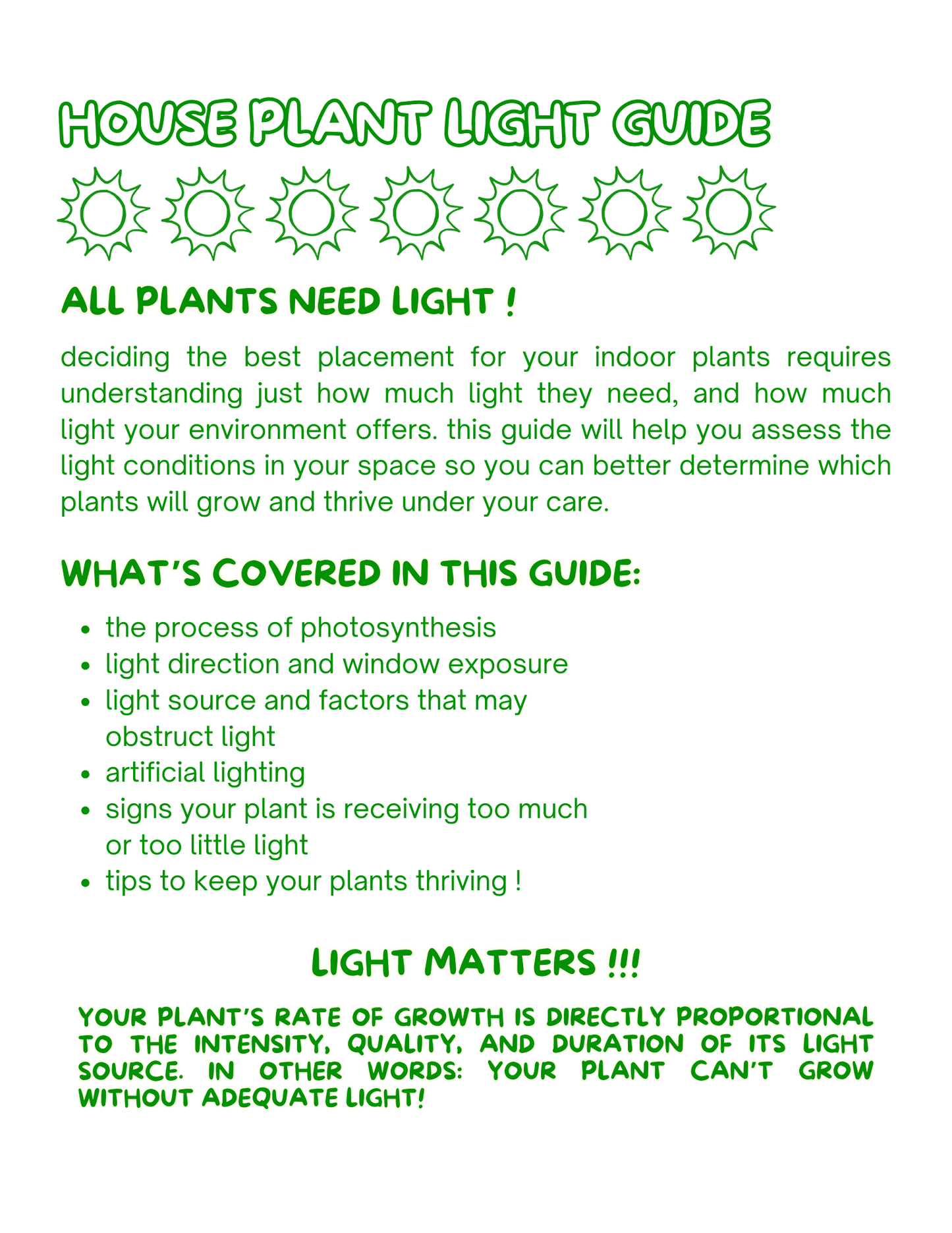 Houseplant Light Guide