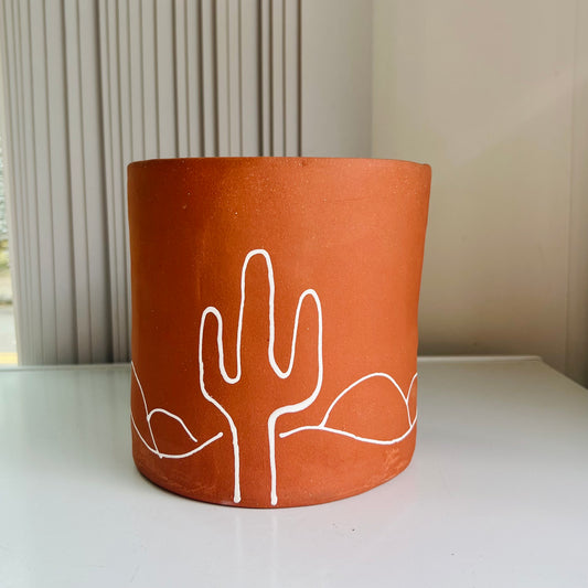 CACTUS LANDSCAPE PLANTER - DEEP RED TERRACOTTA