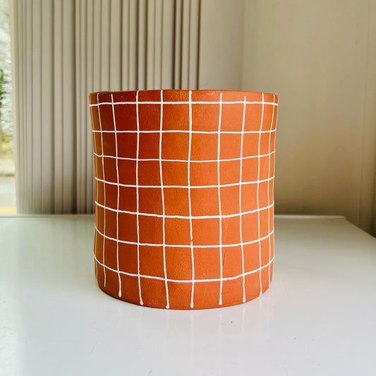 GRID PLANTER - DEEP RED TERRACOTTA