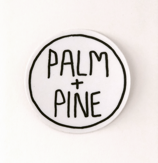 PALM + PINE LOGO STICKER (3" CIRCLE)